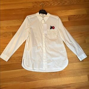 Escada Cream Shirt with Red Floral Detail